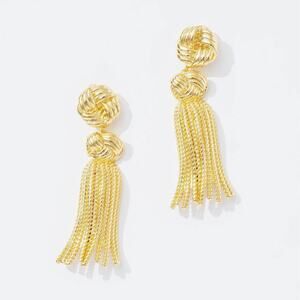 New Frasier Sterling Apres Tassel Earrings 14K Gold Plated Drop Dangle
